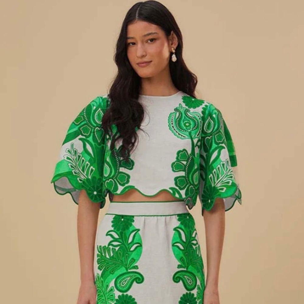 FARM Rio Linen Skirt and Blouse Matching Set